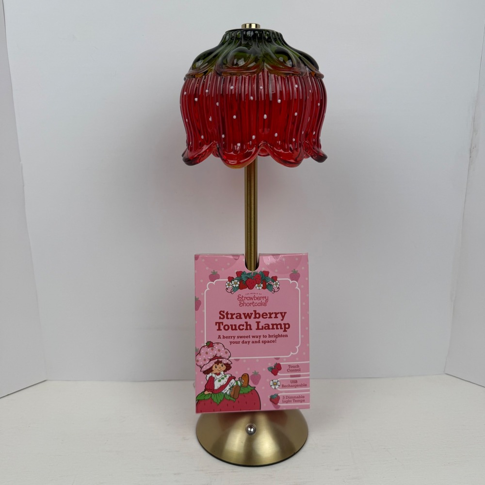 Strawberry Shortcake Touch Lamp Red Glass Fruit Shade USB Rechargeable